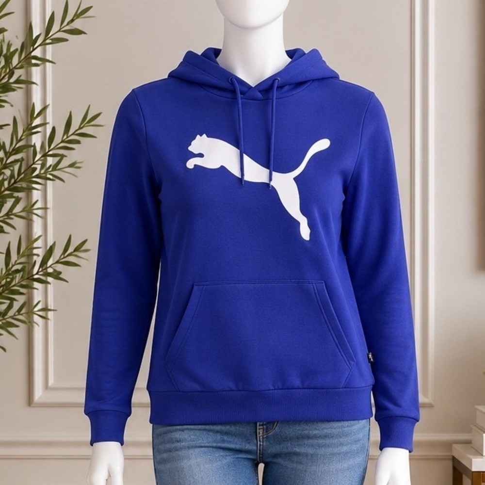 Puma Womens Hoodie ESS Big Cat Logo Lapis Lazuli Blue Graphic Small